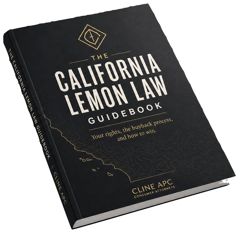 3D cover of The California Lemon Law Guidebook by CLINE APC